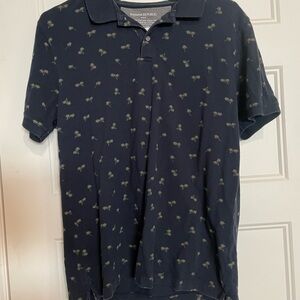 Banana Republic Dark Blue Polo with Palm Print